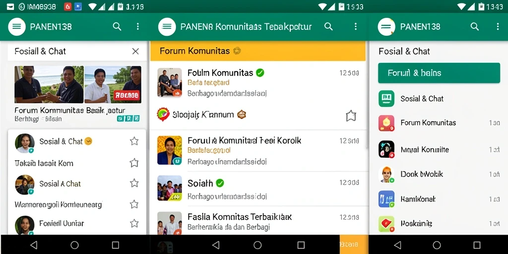 Antarmuka aplikasi PANEN138 menampilkan forum komunitas yang interaktif.