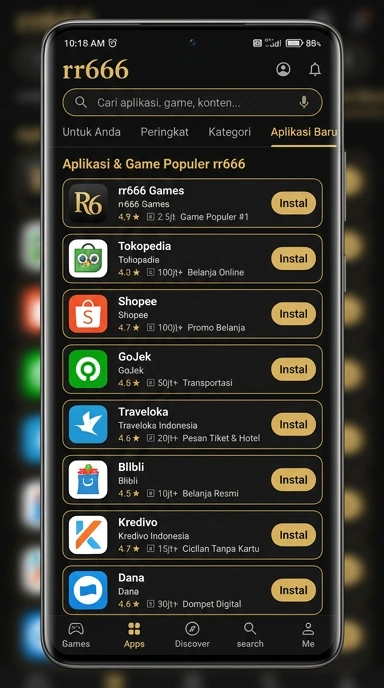 Tampilan katalog aplikasi rr666